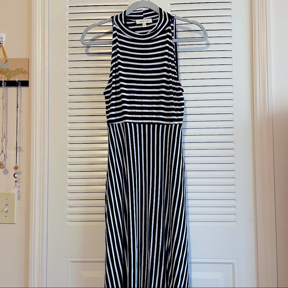Striped High-Neck Dress